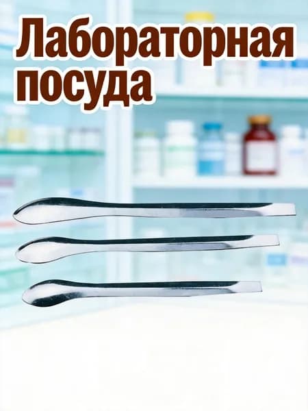 Набор из 3 серебристых медицинских ложек из нержавеющей стали для лабораторного эксперимента