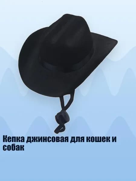 Кепка джинсовая для кошек и собак, Черный - M