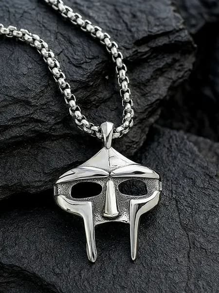 Кулон на шею металлический маска рэпера MF Doom 60 см