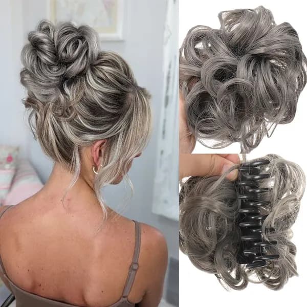 вьющиеся кусочки волос в стиле шиньон 15cm парик