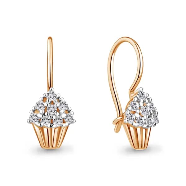 Золотые серьги DIAMANT-ONLINE с фианитом 585 пробы