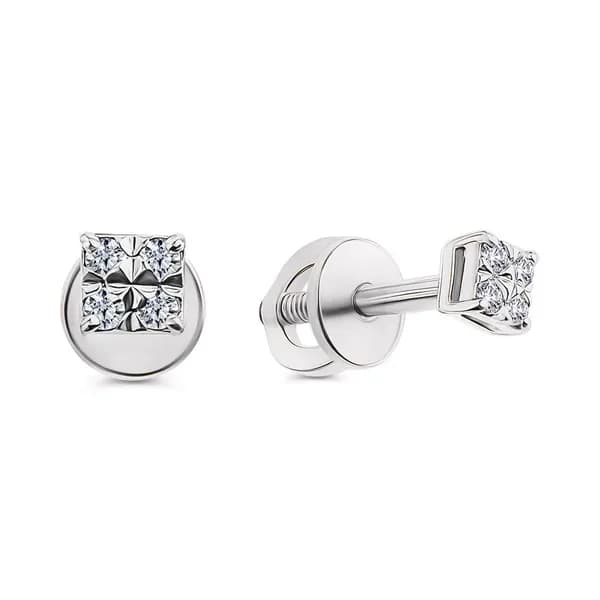 Серьги женские с бриллиантами из белого золота 585 пробы 585GOLD