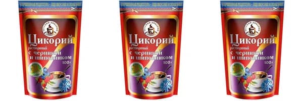 Русский цикорий Цикорий С черникой и шиповником, растворимый,100 г, 3 уп