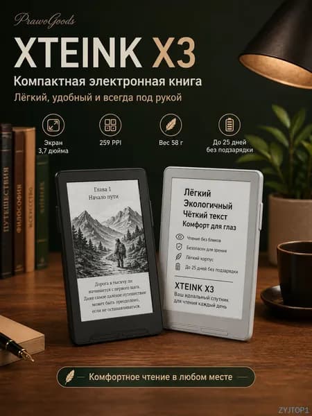 4.3" Электронная книга, черный, слоновая кость