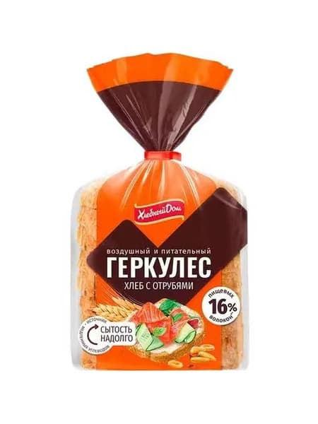 Хлеб Хлебный Дом Геркулес пшеничный в нарезке с отрубями 250 г