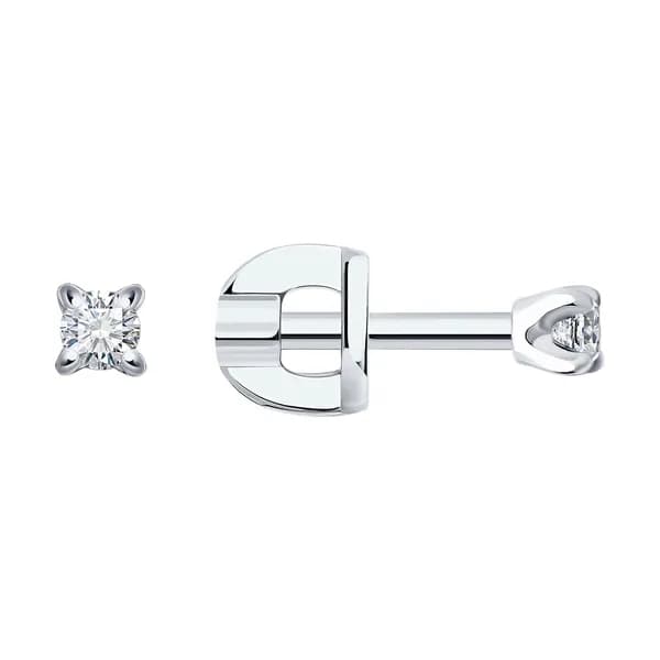 Серьги из белого золота DIAMANT-ONLINE с фианитом 585 пробы