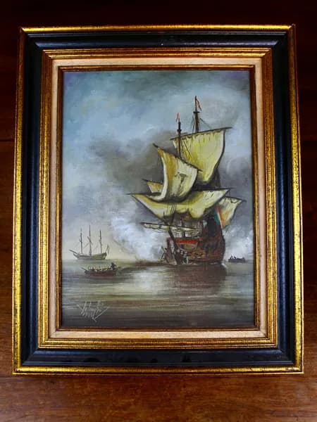 Картина в раме. Холст. Масло. 1986 год. С подписью автора. Западная Европа