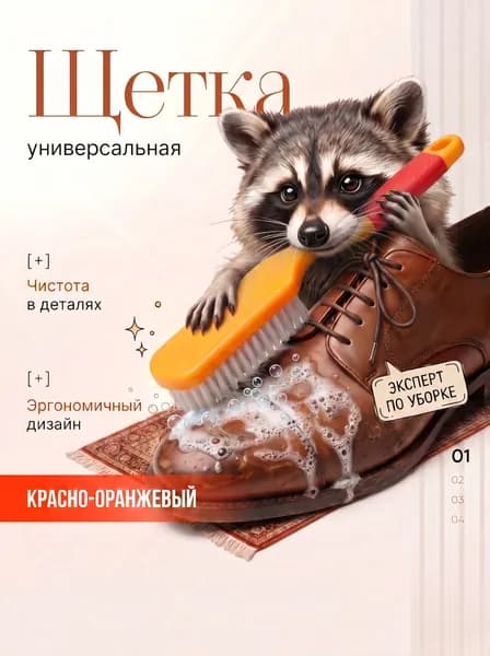 Щетка для обуви и чистки одежды универсальная, желтый. 1шт.