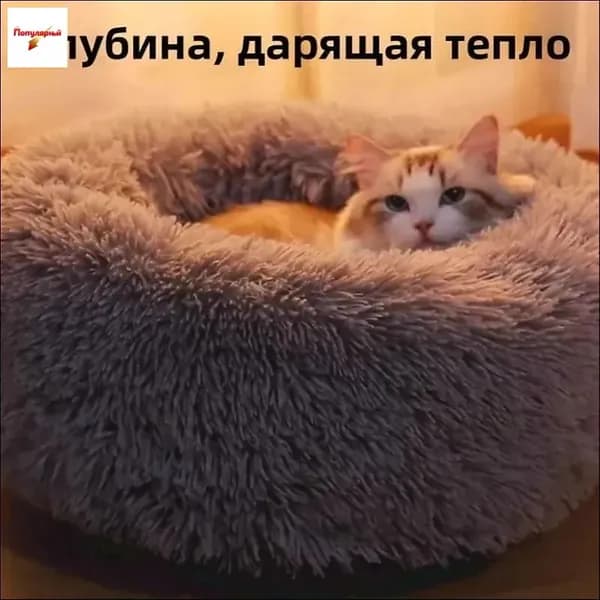 лежанка для кошек, круглый, плюш, 40 см