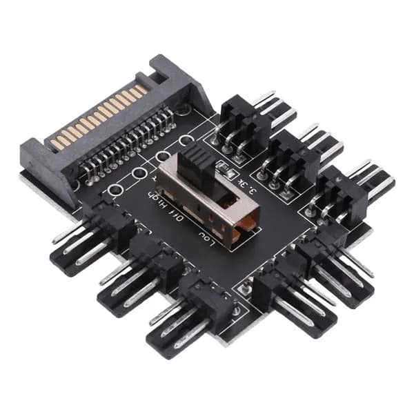 Разветвитель питания для вентиляторов ПК 12V, 3-пин, SATA 1 в 8 / PCB-адаптер "XXM8".