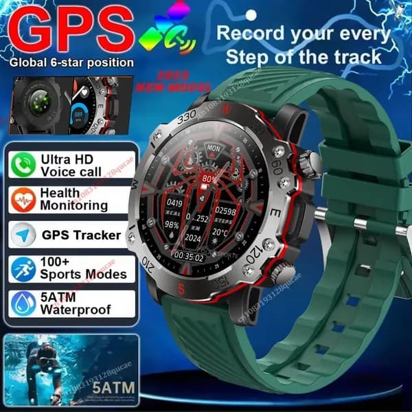 Смарт-часы, Новые круглые мужские смарт-часы, AMOLED-дисплей, GPS-трекер, несколько режимов тренировки, звонки по Bluetooth, информационные напоминания, мониторинг сердечного ритма и сна, фитнес