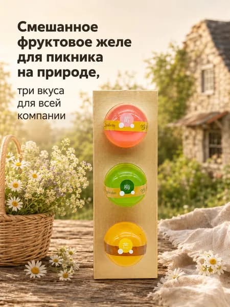 Трёхцветное ассорти фруктовое желе