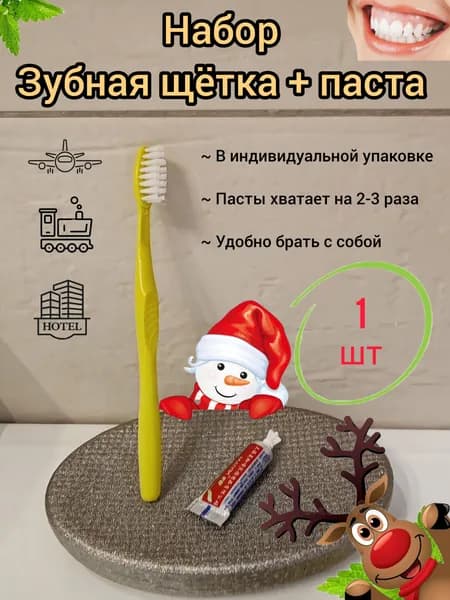 Набор Зубная щётка и паста одноразовые (1 набор)