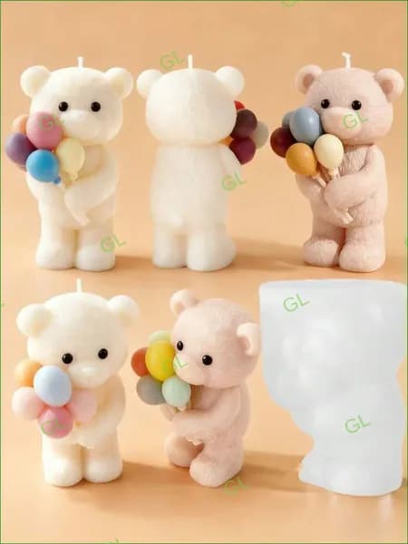 Премиальная силиконовая форма мишка с шаром для изготовления свечей, 1 штука GL
