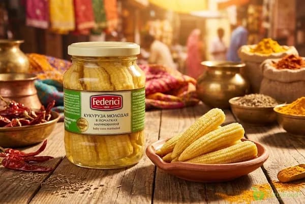 Кукуруза FEDERICI молодая в початках маринованная Baby corn marinated /стекло/ 370мл