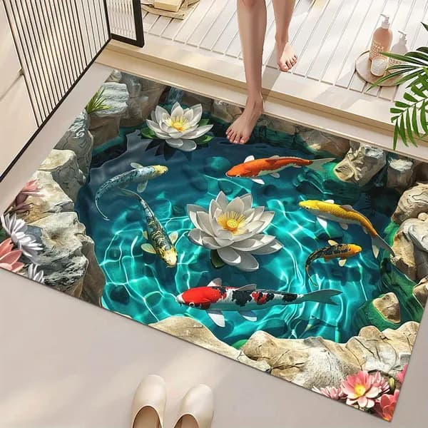 Ковер 40x60 см голубой, темно-серый