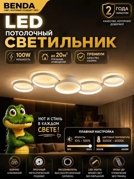 Люстра потолочная светодиодная с пультом