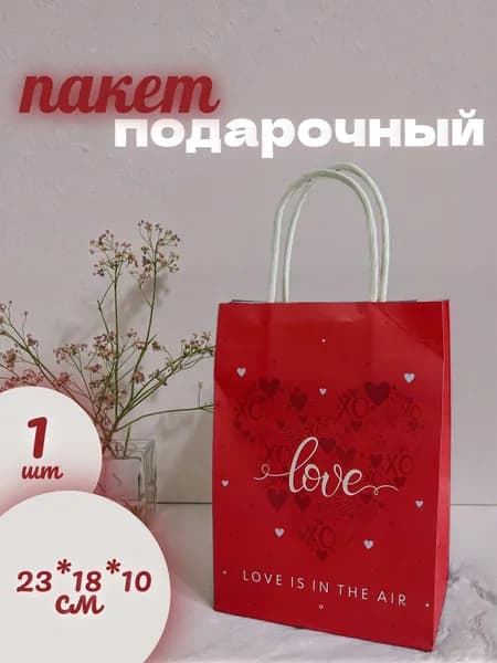 Подарочный пакет Love is in the air, 21х15 х 8 см