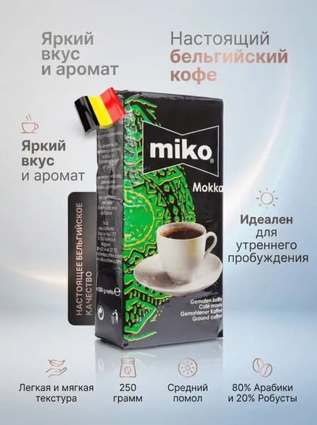 Кофе MIKO Mokka Молотый 250 г