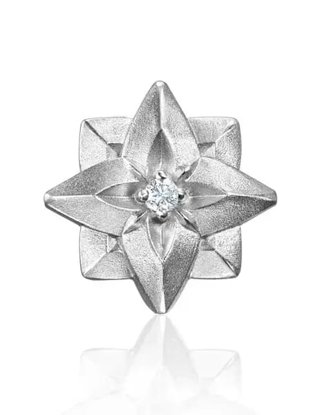 Моносерьга серебряная Origami lotos с бриллиантом