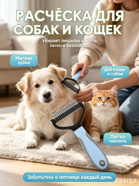 Расческа для кошек и собак, чесалка, колтунорез, пуходерка, дешеддер