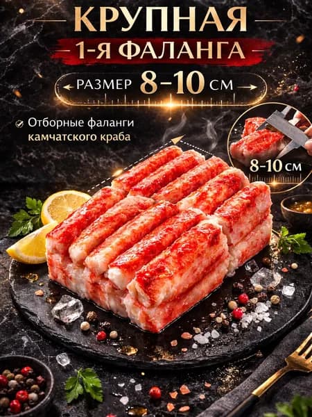 Краб Камчатский 1-я фаланга очищенный в вакууме, крабовое мясо, 1 кг