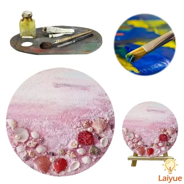 Набор для ручной работы Pink Beach : круглая картина с ракушками и перламутром, 20 20 см