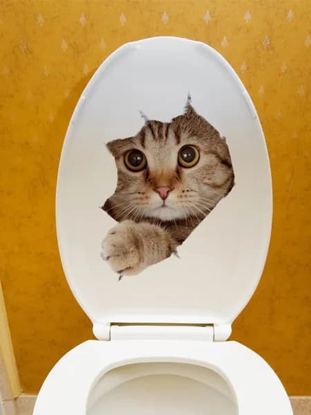 Наклейка для украшения туалета милого серого котенка