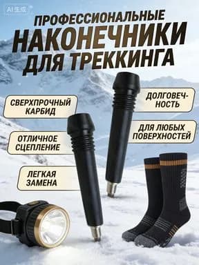 Наконечники для лыжных и скандинавских палок, Комплект из 4 штук, Прочный пластик, Универсальные