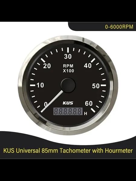 Тахометр KUS 85мм с часосчетом, 0-6000 RPM, 6K BS