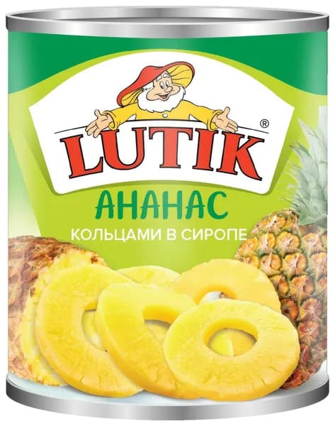 Ананасы Lutik кольцами в сиропе, 850мл
