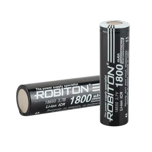 Аккумулятор литий-ионный ROBITON LI18650-1800NP-PK1, 18650, 3,7 В, 1800 мАч, без защиты, 1шт.
