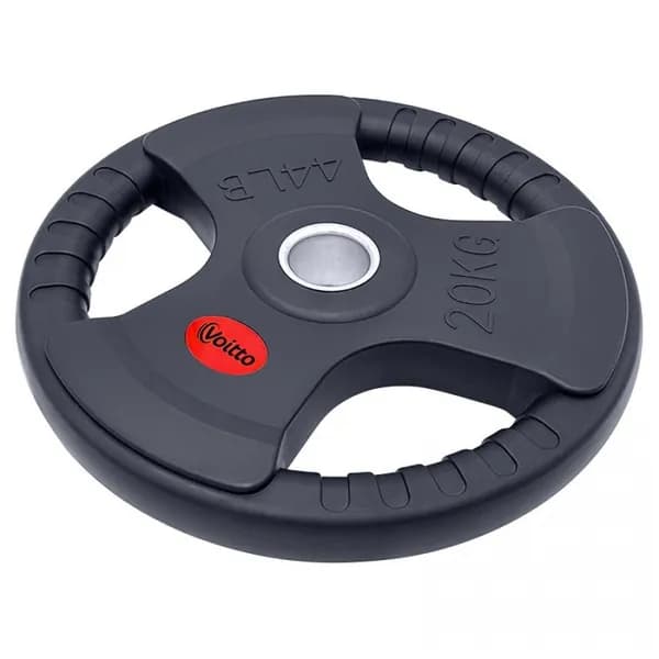 Диск обрезиненный с 3-мя хватами Voitto V-302 20 кг, черный (d51)