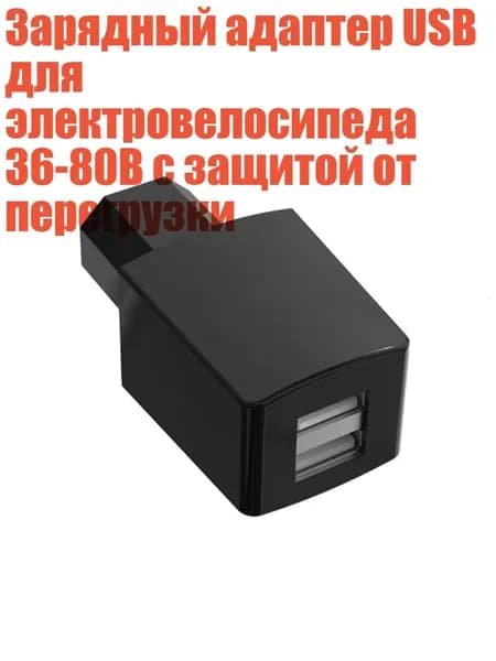 Зарядный адаптер USB для электровелосипеда 36-80В с защитой от перегрузки, Черный - Двойной USB