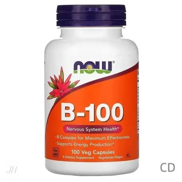 Комплекс витаминов группы В 100 NOW Foods B-100 complex 100 растительных капсул