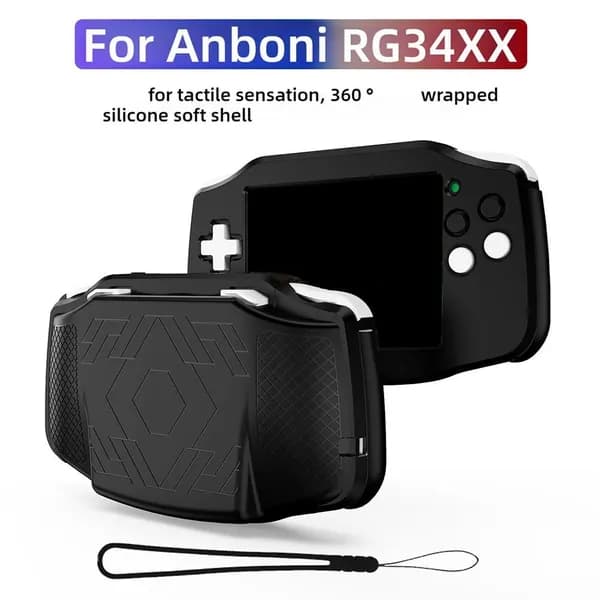Подходит для игрового портативного силиконового чехла ANBERNIC RG 34XX, защищающего от падений и пыли