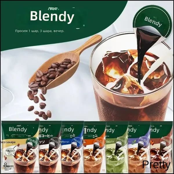 AGF Blendy микромолотый сублимированный черный кофе в капсулах для холодного заваривания, карамельный вкус, 6 шт-Pretty