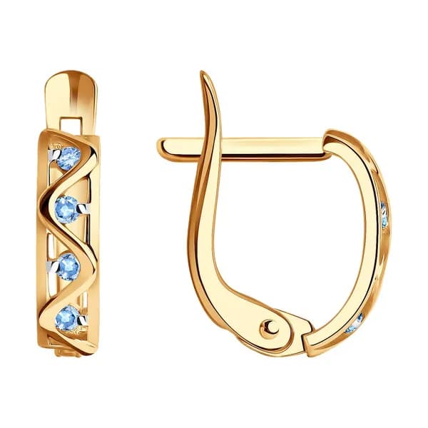 Золотые серьги DIAMANT-ONLINE с фианитом 585 пробы