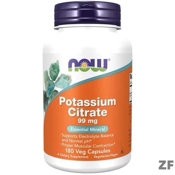 Калий цитрат, 180 растительных капсул NOW Potassium Citrate, веган, Витамины для нервной системы, для сердца и сосудов