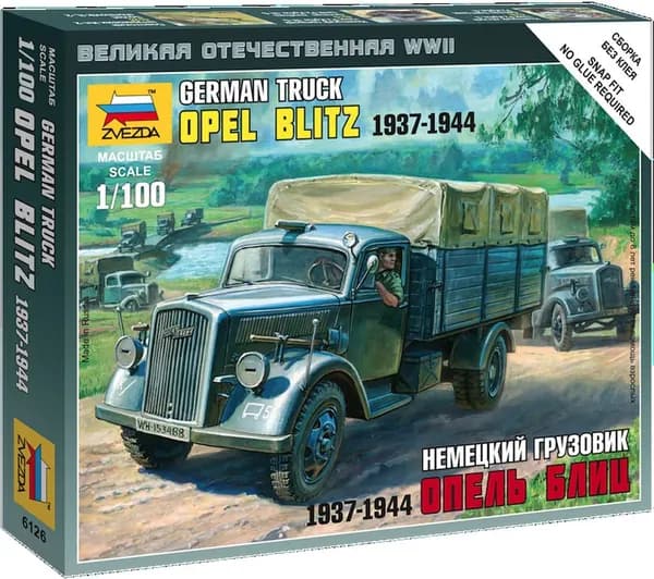 Сборная модель автомобиля Немецкий грузовик опель блиц (1937-1944 гг.) Масштаб 1/100 (5,8 см) Звезда Арт.6126