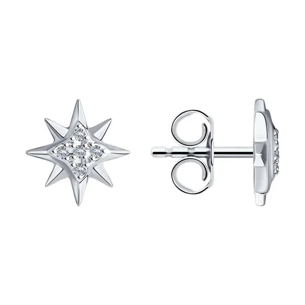 Серебряные серьги DIAMANT-ONLINE с бриллиантом 925 пробы