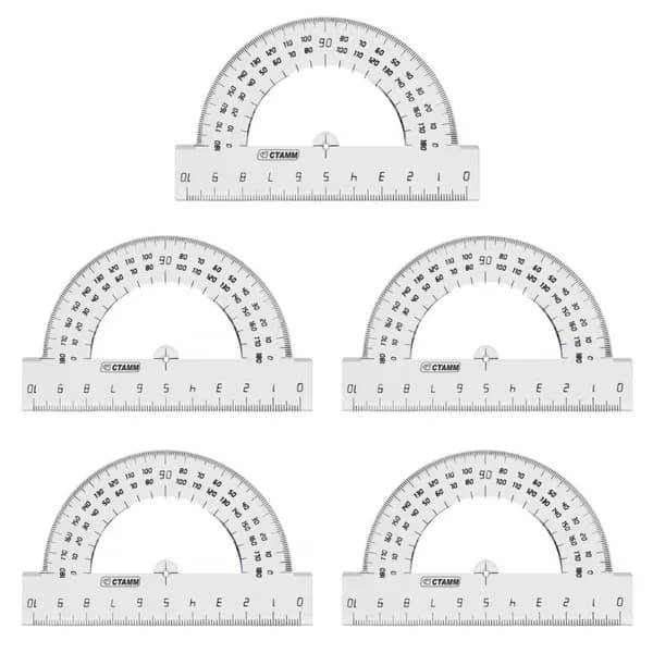 Пчелка Транспортир, 180 градусов, 10 см, прозрачный, цветной, 5 шт
