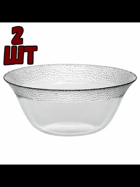 Салатник стеклянный диаметр 23 см, прозрачный,2.8 л,2шт