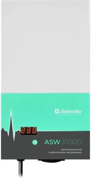 Стабилизатор напряжения Defender ASW 1000D (ASW 1000D 99045) белый, 1000 ВA/600 Вт