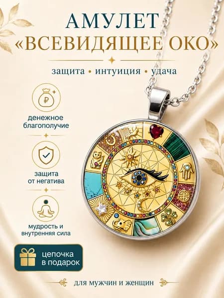 Амулет Всевидящее Око, защитный талисман на цепочке