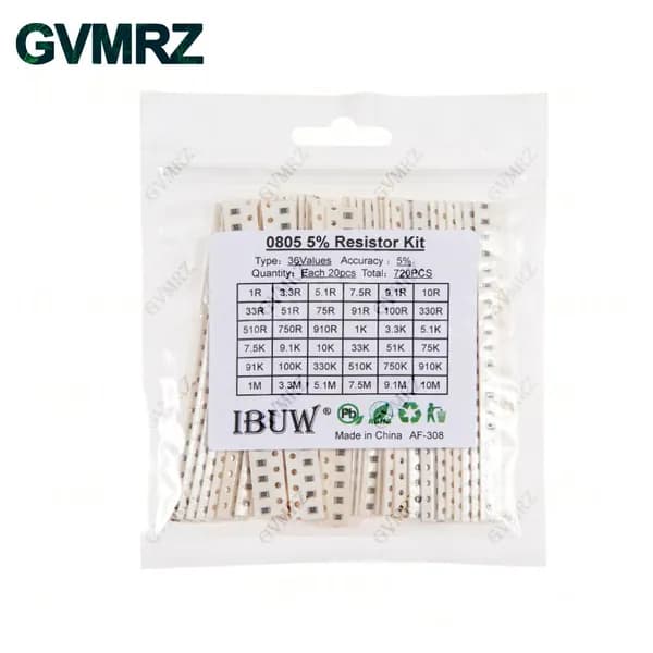 36 Категория 0805 Сопротивление 20 5% каждый 0201 0402 0603 0805 1206 1% 5% SMD Resistor Assorted Kit