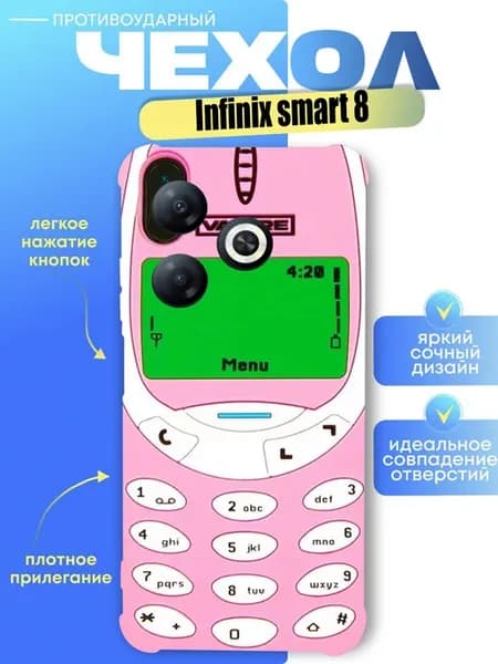 Чехол на infinix smart 8 с принтом телефон нокиа