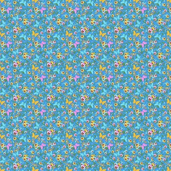 Ткань для шитья, хлопок, бязь Цветы и бабочки, 0,6 м х 1,5 м