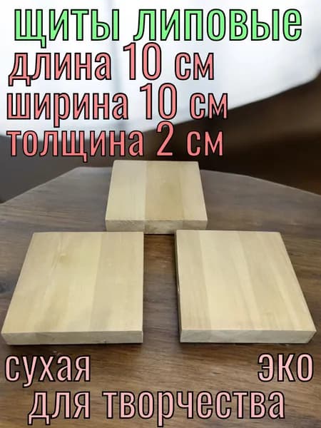 Заготовка щит липовый для творчества 100x100x20 3 шт