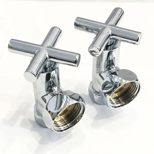 Кран / вентиль для полотенцесушителя угловой крест 1"x3/4" Г/Г TIM KV10-LFF043 хром (пара)